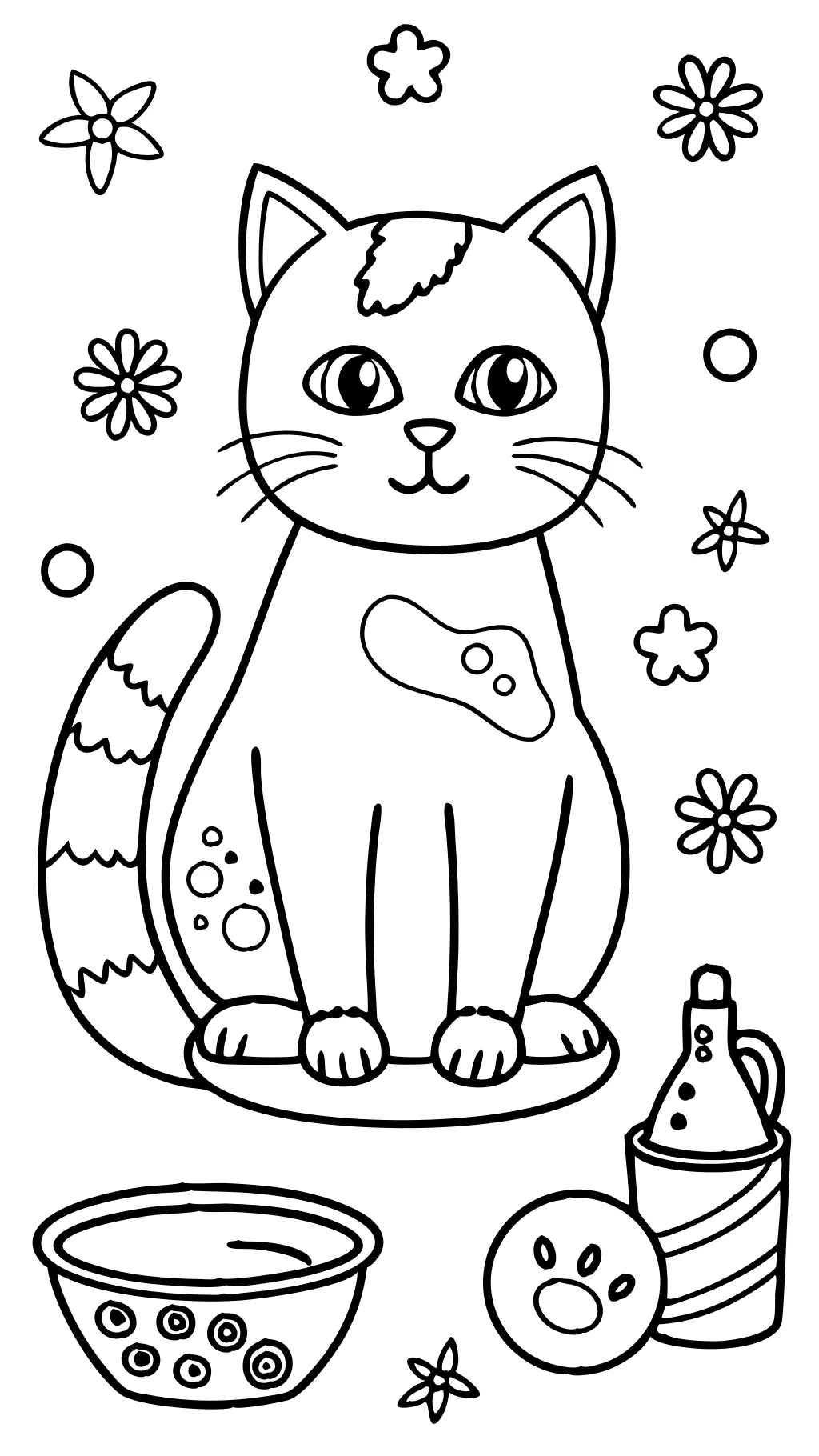 coloring pages cat with milk